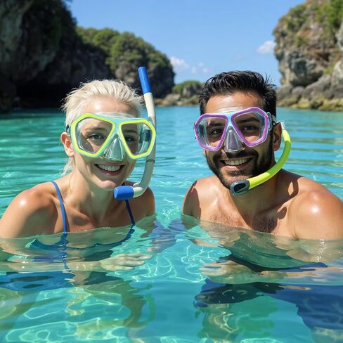 2 Pack Swim Goggles Adult with Nose Cover, Anti-fog Clear Diving Mask with Elastic Strap No Leak 180°Clear View in Kuwait