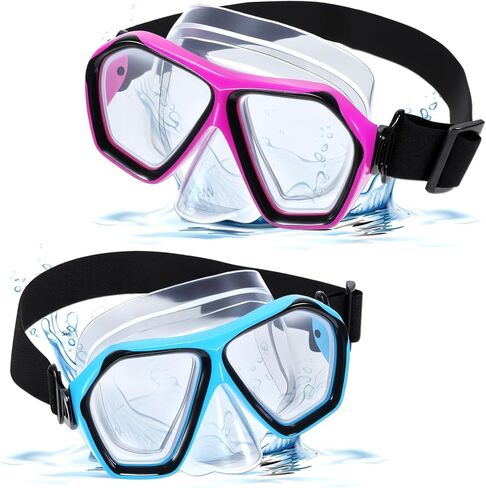 2 Pack Swim Goggles Adult with Nose Cover, Anti-fog Clear Diving Mask with Elastic Strap No Leak 180°Clear View in Kuwait
