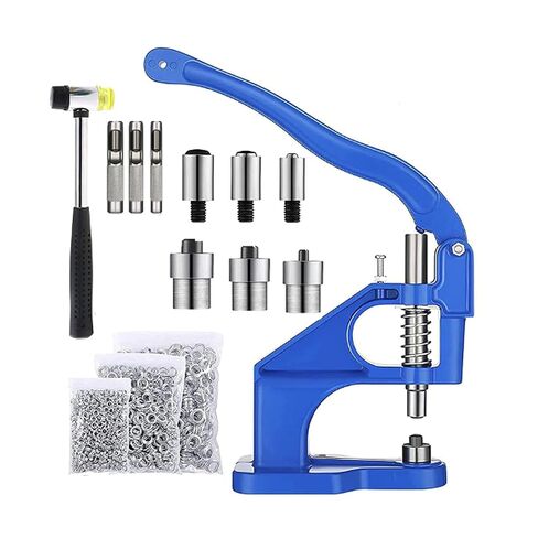 Grommet Press Machine Kit, Heavy Duty Hand Press Tool with 3 Dies (6mm/10mm/12mm), 3000PCS Gold & Silver Eyelets & Rubber Hammer for Fabric Leather Canvas Tarps, Black in Kuwait