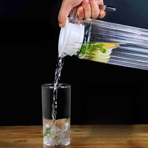 Generic Juice Bottle, Water Pitcher Beverage Dispenser Juice Water Bottle with Lid and Handle for Home Bar Restaurant Coffee Shop (1800ml) in Kuwait