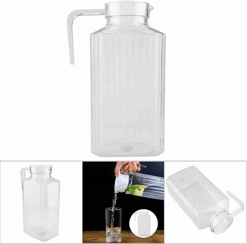 Generic Juice Bottle, Water Pitcher Beverage Dispenser Juice Water Bottle with Lid and Handle for Home Bar Restaurant Coffee Shop (1800ml) in Kuwait