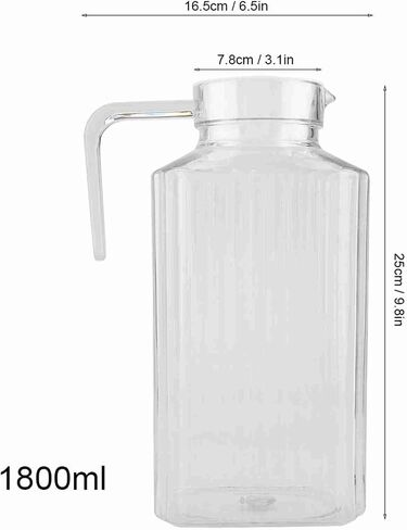 Generic Juice Bottle, Water Pitcher Beverage Dispenser Juice Water Bottle with Lid and Handle for Home Bar Restaurant Coffee Shop (1800ml) in Kuwait