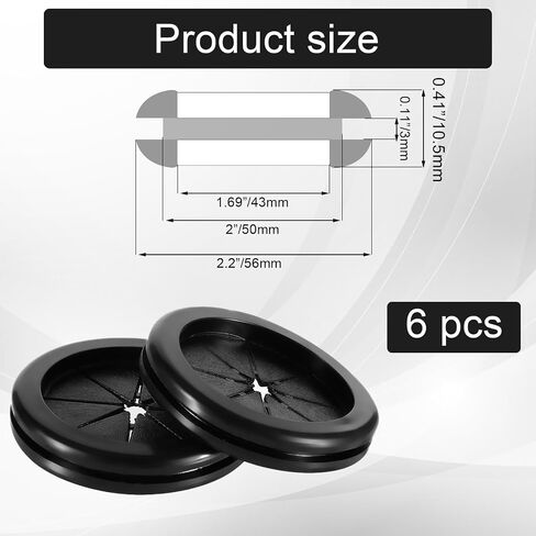 6 Pcs Rubber Grommet for Wiring, 2 Inch Black Wire Grommets 1-11/16" ID Rubber Hole Firewall Grommets Double-Sided Hole Plugs for Metal Wire Protecting in Kuwait
