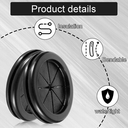 6 Pcs Rubber Grommet for Wiring, 2 Inch Black Wire Grommets 1-11/16" ID Rubber Hole Firewall Grommets Double-Sided Hole Plugs for Metal Wire Protecting in Kuwait