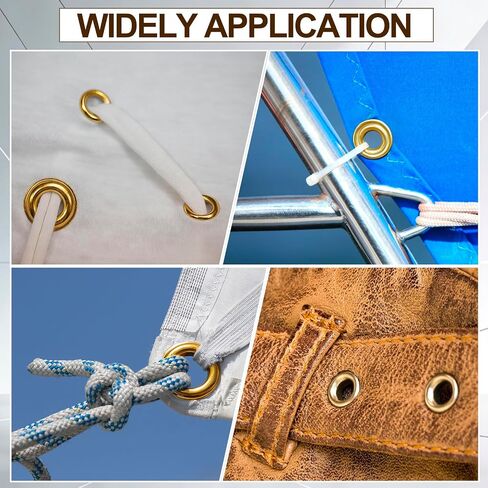 Dunzy 200 Set 1/2" Brass Grommets, Heavy-Duty Rustproof Solid Gold Grommet Tool for Tarps Repair Addition Replacement Fabrics Leather Banners Machinery Parts in Kuwait