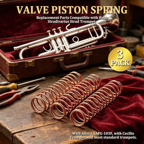 Valve Piston Spring for Bach Stradivarius Strad Trumpet,Allora AAFG-103F | Premium Spring Steel, Anti-wear & Anti-deformation, Fits for Bach, Allora, Cecilio, Smooth Valve Action, Tool-free Install in Kuwait