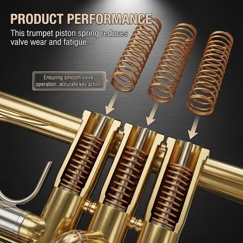 Valve Piston Spring for Bach Stradivarius Strad Trumpet,Allora AAFG-103F | Premium Spring Steel, Anti-wear & Anti-deformation, Fits for Bach, Allora, Cecilio, Smooth Valve Action, Tool-free Install in Kuwait