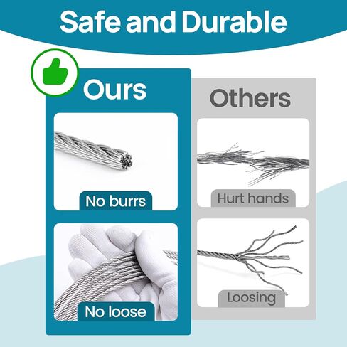 600ft 1/8" Wire Rope Stainless Steel Cable Railing Kit Aircraft Wire Rope Deck Fence Cable Railing Hardware 7x7 Strands for Indoor Outdoor HW01 in Kuwait