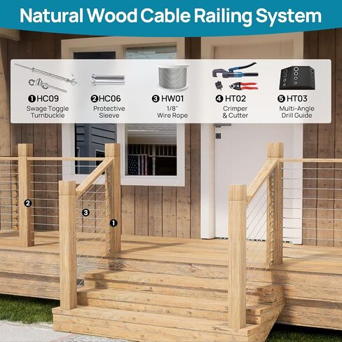 600ft 1/8" Wire Rope Stainless Steel Cable Railing Kit Aircraft Wire Rope Deck Fence Cable Railing Hardware 7x7 Strands for Indoor Outdoor HW01 in Kuwait