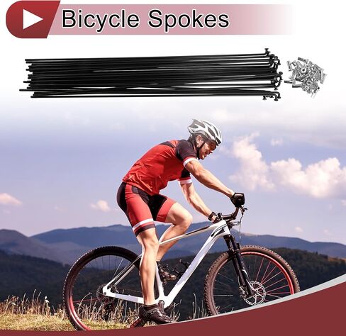28 Set 12G Bicycle Spoke 295 mm Bike Wheel Spoke Carbon Steel Black in Kuwait