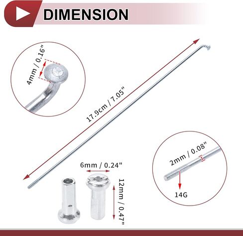 36 مجموعة 14G دراجة تكلم 179 ملم دراجة الصلب شعاع رقم 45 الصلب المجلفن لون فضي in Kuwait