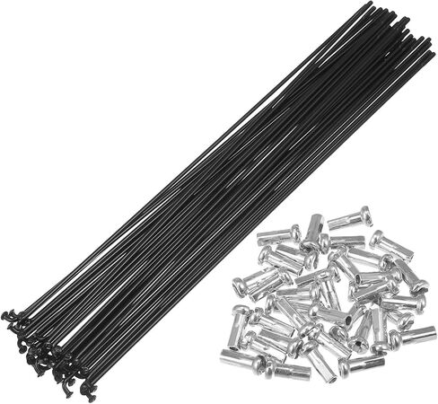 36pcs Bicycle Carbon Steel Spokes 14G Bike Spoke 218mm Length with Nipples for Most Bicycle Black Auto Replacement Parts in Kuwait