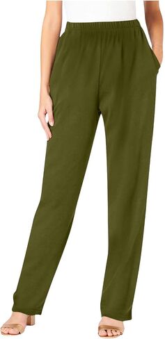 Womens Casual Pull On Pants with Pocket Elastic Waist Straight Leg Work Trousers Lightweight Slacks Fashion Joggers in Kuwait