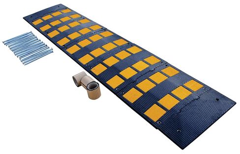 Vestil RSH-108-24-A Rubber Speed Hump Asphalt Hardware 110-3/4 In. x 23-1/2 In. x 1-5/8 In. 40000 Lb. Capacity Black / Yellow in Kuwait