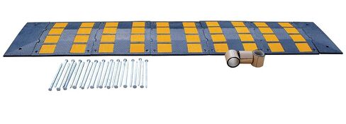 Vestil RSH-108-24-A Rubber Speed Hump Asphalt Hardware 110-3/4 In. x 23-1/2 In. x 1-5/8 In. 40000 Lb. Capacity Black / Yellow in Kuwait