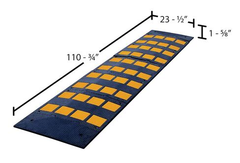 Vestil RSH-108-24-A Rubber Speed Hump Asphalt Hardware 110-3/4 In. x 23-1/2 In. x 1-5/8 In. 40000 Lb. Capacity Black / Yellow in Kuwait