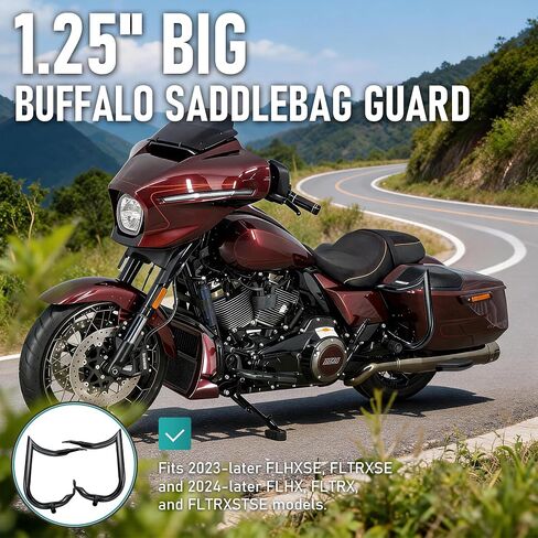 MoKitDora 2023-2025 Street Glide Road Glide Saddlebag Guard Rear Crash Bars 1.25" for Harley FLHXSE FLTRXSE FLHX FLTRX FLTRXSTSE Mount Bracket Support Sharp, Black in Kuwait
