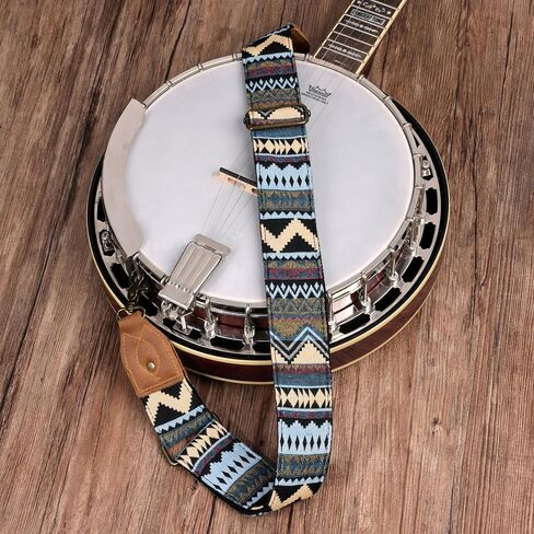 حزام Nefelibata Banjo، حزام تطريز جاكار من الجلد المجنون بعرض 2 بوصة، استبدال قابل للتعديل، أشرطة متعددة الأنماط مع مشابك معدنية in Kuwait