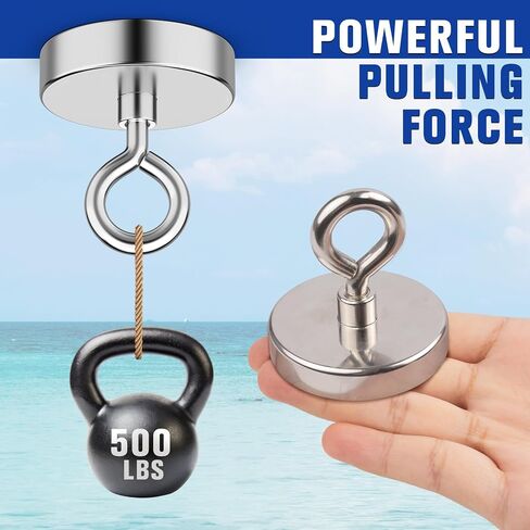 Fishing Magnets 500 Lbs Pulling Force, Strong Rare Earth Magnet Fishing Magnet Only, Magnetic Fishing, Heavy Duty Security Large Tags Neodymium Magnets for River Fishing, Lifting (2.36") in Saudi Arabia