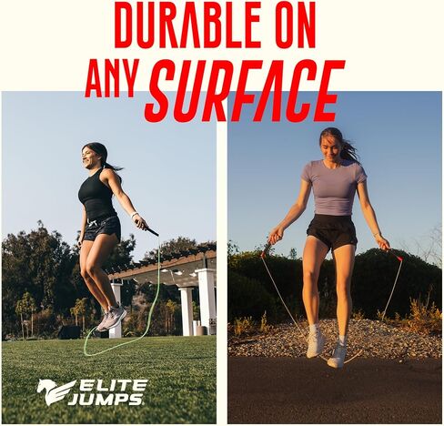 Elite Jumps Fit Plus Pro Freestyle PVC، حبل تخطي سلك 4 مم، القلب، طول قابل للتعديل 10 أقدام مع مقابض معززة 8 بوصات، قبضة غير قابلة للانزلاق للتمرين في صالة الألعاب الرياضية، والرياضة المدرسية، واستخدام المبتدئين - أبيض in Kuwait