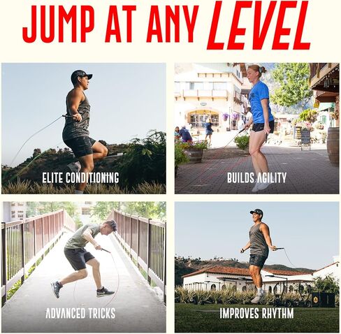 Elite Jumps Fit Plus Pro Freestyle PVC، حبل تخطي سلك 4 مم، القلب، طول قابل للتعديل 10 أقدام مع مقابض معززة 8 بوصات، قبضة غير قابلة للانزلاق للتمرين في صالة الألعاب الرياضية، والرياضة المدرسية، واستخدام المبتدئين - أبيض in Kuwait