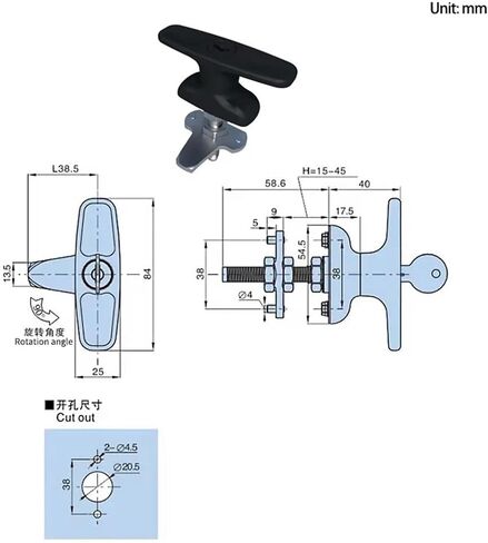 Zinc Alloy Industrial Automation Machinery Equipment Cabinet Rotary Door Handle Lock 1Pcs in Kuwait