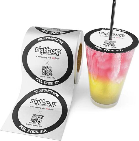 NightCap Stop Topps Drink Cover Stickers for Cups & Bottles, Disposable Anti Spike Drink Protection Lids, Tamper Resistant Beverage Covers for Bars, Clubs, Festivals, Parties, Travel, 25 Pack in Kuwait
