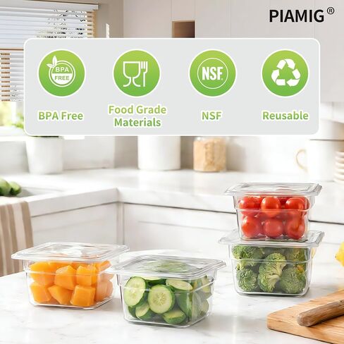 1/6 Size 4" Deep Plastic Food Pans with lids,Clear Polycarbonate Commercial Food Storage Containers, Dishwasher Safe,Stackable & Reusable for Kitchen,Restaurant,Buffets and Salad Bar (4 Pack) in Kuwait