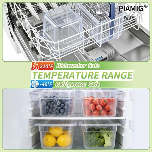1/6 Size 4" Deep Plastic Food Pans with lids,Clear Polycarbonate Commercial Food Storage Containers, Dishwasher Safe,Stackable & Reusable for Kitchen,Restaurant,Buffets and Salad Bar (4 Pack) in Kuwait