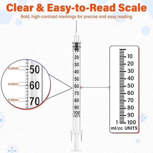 Ezoon 100 Pack U-100 1ml/cc 30G 5/16" (8mm) for Liquid Measuring, Laboratory and Industrial Use Only in Kuwait