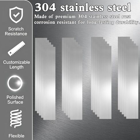 100 Pcs 304 Stainless Steel Shim Stock Assortment, 1" Width x 6" Length Metal Shims for Leveling, Thin Metal Strips Gap Filler Trim Strip, DIY & Industrial Use (0.001"-0.01" Thickness) in Kuwait