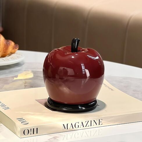 Red Apple Toothpick Holder - Ceramic Cotton Swab & Floss Organizer, Cute Fruit-Themed Home Decor for Kitchen Countertop in Kuwait