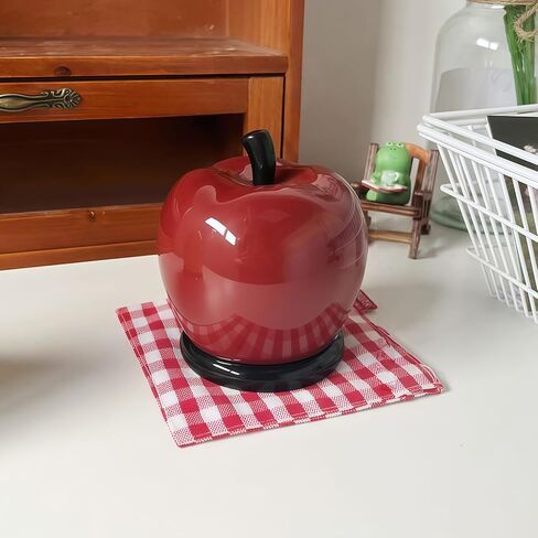 Red Apple Toothpick Holder - Ceramic Cotton Swab & Floss Organizer, Cute Fruit-Themed Home Decor for Kitchen Countertop in Kuwait