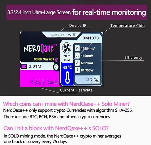 NerdQaxe++ Rev 6.1 Bitcoin Miner، 6 TH/s، حامل برتقالي | استهلاك منخفض للطاقة 100 وات، مراوح صامتة أمامية وخلفية مزدوجة، مصدر مفتوح، وحدة تزويد الطاقة متضمنة، عامل منجم يانصيب منفرد in Kuwait
