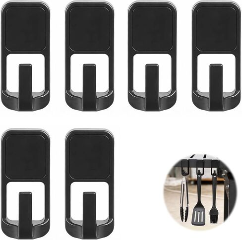 Magnetic Grill Hooks for Traeger Grills, Tool Hooks for Outdoor Hanging, Compatible with Camp Chef, Pit Boss, Blackstone Grills & More, 6-Pack Heavy Duty Grill Hooks for Kitchen, Refrigerator, Black in Kuwait