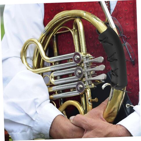BESPORTBLE Leather Anti-Skid French Horn Hand Guard with Strap PU Protective Cover for Musical Instruments Non-Slip Replacement Grip for French Horn Players in Kuwait