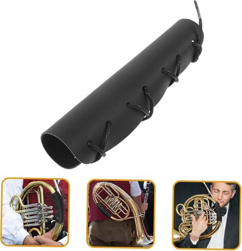 HANABASS Leather French Horn Guard with Strap Non-Skid Protective Hand Cover PU Anti-Skid Accessories for French Horn in Kuwait
