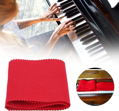 Piano Keyboard Cover, Felt Piano Cover Cloth, Simple Digital Piano Dust Cover with Washable Design, Red Pianos Key Covers for Avoiding Damages, 49.2 x 5.7in, 1Pcs in Kuwait