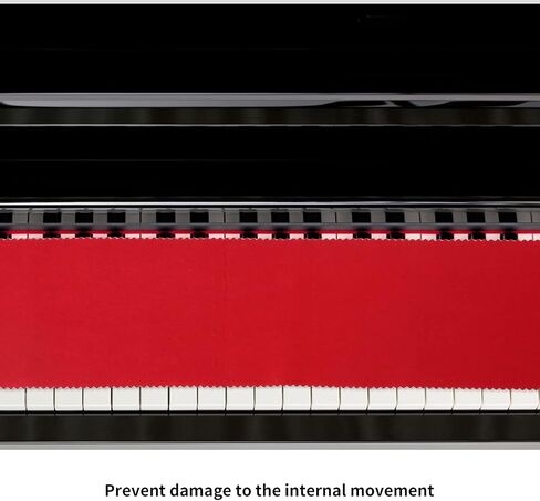 Piano Keyboard Cover, Felt Piano Cover Cloth, Simple Digital Piano Dust Cover with Washable Design, Red Pianos Key Covers for Avoiding Damages, 49.2 x 5.7in, 1Pcs in Kuwait