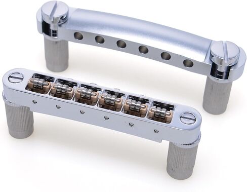 مجموعة جيتار Tune-O-Matic Bridge وStop Bar Tailpiece مع مرساة وأزرار بديلة متوافقة مع جيتار كهربائي LP SG EPI 6 String - كروم غير لامع (كروم غير لامع) in Kuwait
