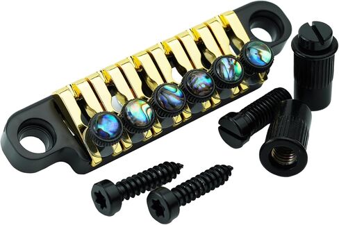 Guyker Adjustable Fine-Tuning Zinc Alloy Guitar Bridge Tailpiece With Studs Replacement for LP 6 String Electric Guitar (TP2X, Blue Chrome) in Kuwait