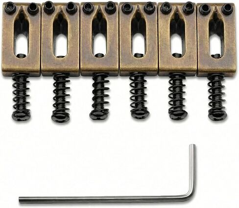 6Pcs Guitar Bridge Saddles with Springs, Screws & Wrench, Tremolo Replacement Parts Compatible with Fender Strat Stratocaster Tele Telecaster Electric Guitars (Bronze) in Kuwait