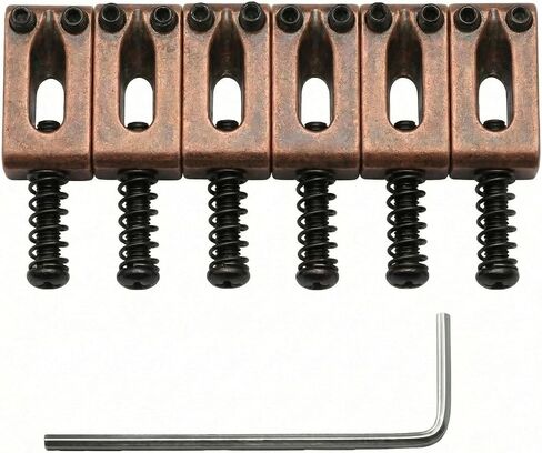 6Pcs Guitar Bridge Saddles with Springs, Screws & Wrench, Tremolo Replacement Parts Compatible with Fender Strat Stratocaster Tele Telecaster Electric Guitars (Bronze) in Kuwait