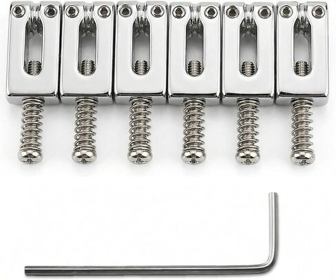 6Pcs Guitar Bridge Saddles with Springs, Screws & Wrench, Tremolo Replacement Parts Compatible with Fender Strat Stratocaster Tele Telecaster Electric Guitars (Bronze) in Kuwait
