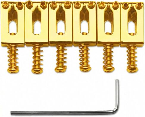 6Pcs Guitar Bridge Saddles with Springs, Screws & Wrench, Tremolo Replacement Parts Compatible with Fender Strat Stratocaster Tele Telecaster Electric Guitars (Bronze) in Kuwait