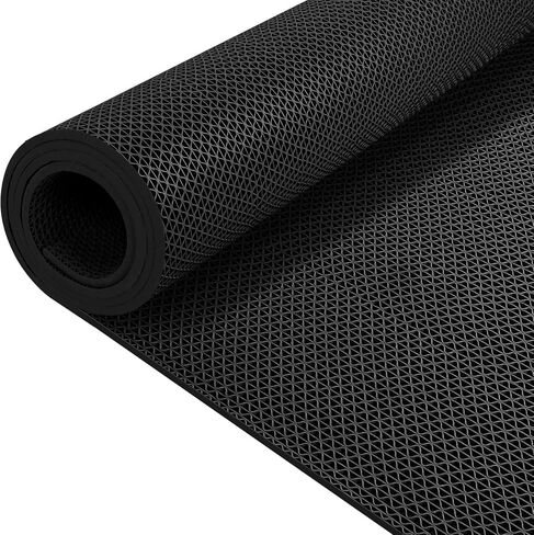 Drainage Mat Roll, Non Slip PVC Pool Floor Mat for Wet Area Outdoor Indoor | Splash Matting Mesh Hollow Doormat, 6mm Commercial Floor Mat for Swimming Pool Deck Bathroom Kitchen Garage, 3 x 10' Grey in Kuwait