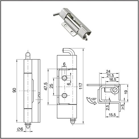 Stainless Steel Detachable Welding Hinge Industrial Mechanical Equipment Cabinet Body Bending Concealed 1Pcs in Kuwait