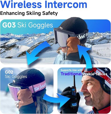 Multifunctional Smart Wireless Ski Goggles with Walkie-Talkie, Anti-Fog Zeiss Lens, Music & Call Function in Kuwait