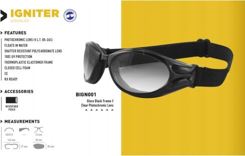Bobster ® Igniter، إطار أسود لامع، عدسة فوتوكروميك شفافة in Kuwait