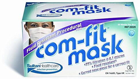 Sultan 20325 Comfit Fluid Resistant Earloop Mask, Pink (Pack of 50) in Kuwait